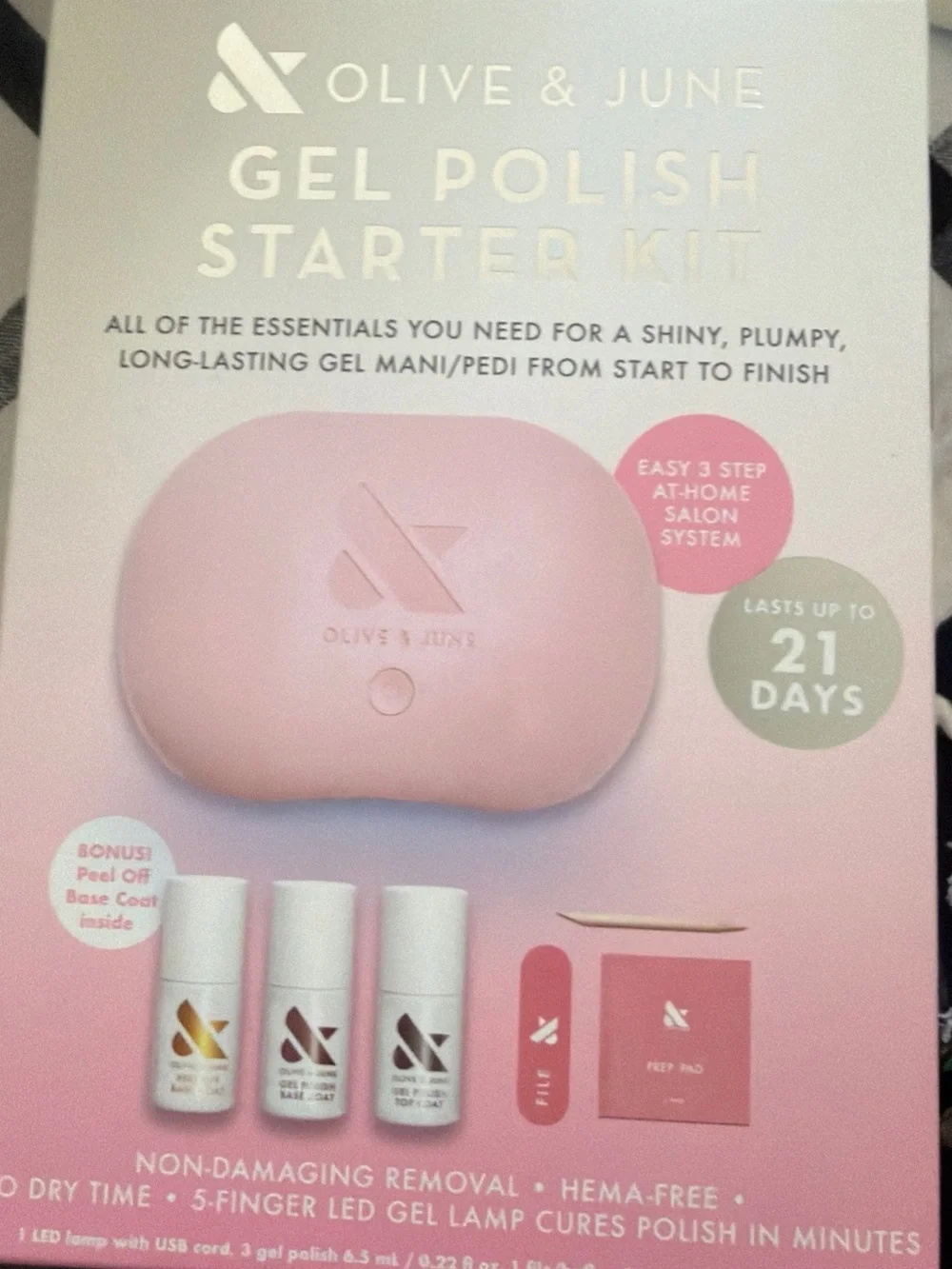 Olive & June Pink Gel Polish Starter Kit -new in box